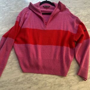 Goldberg red and pink quarter zip sweater L women’s knit like new